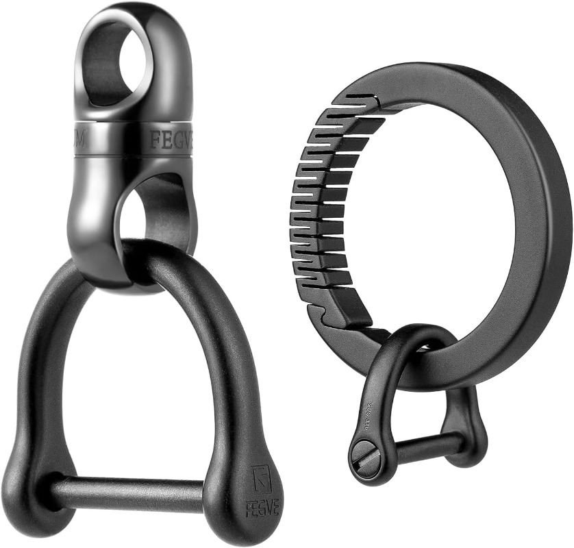 Edc Carry Clip - Chaveiro de titânio com mosquetão redondo,